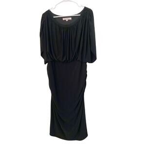 Evan Picone Women's Dress Size 14 Black Ruched Grecian Evening